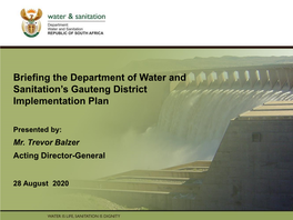 Briefing the Department of Water and Sanitation's Gauteng District