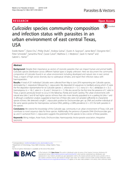 Culicoides Species Community Composition and Infection Status