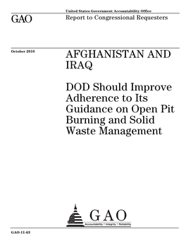DOD Should Improve Adherence to Its Guidance on Open Pit Burning and Solid Waste Management