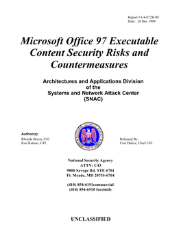 Microsoft Office 97 Executable Content Security Risks and Countermeasures