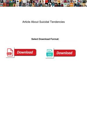 Article About Suicidal Tendencies