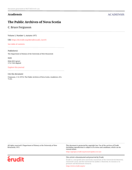 The Public Archives of Nova Scotia C