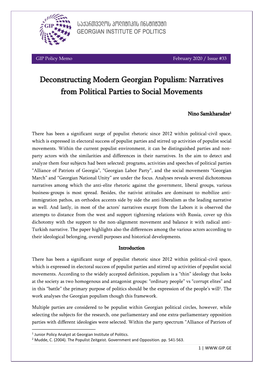Deconstructing Modern Georgian Populism: Narratives from Political Parties to Social Movements