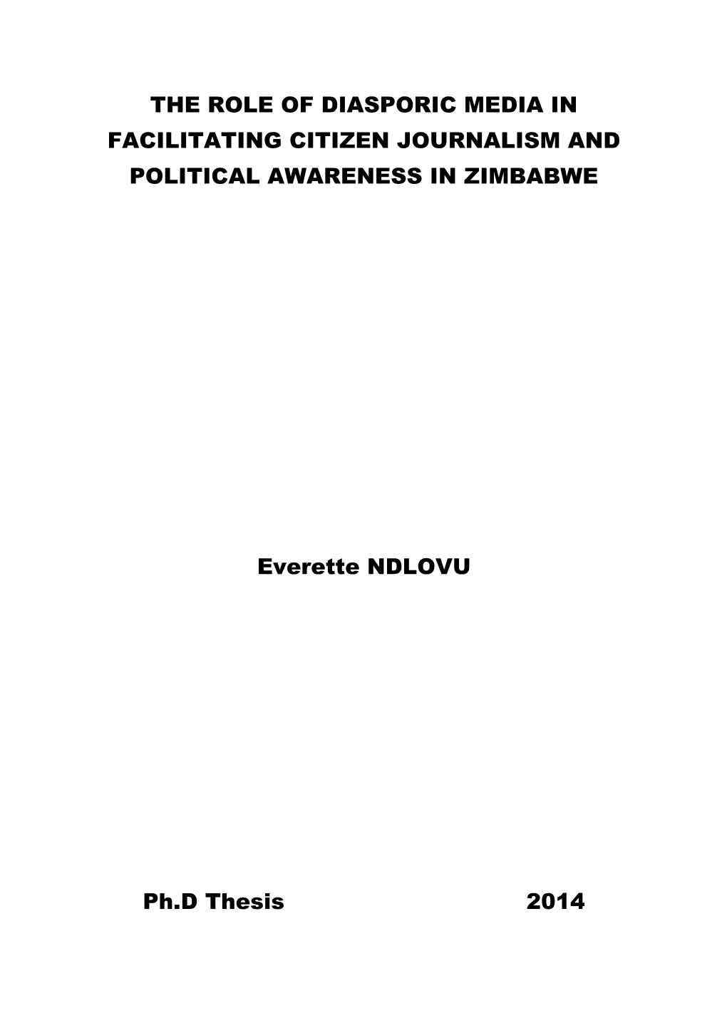 The Role of Diasporic Media in Facilitating Citizen Journalism and Political Awareness in Zimbabwe