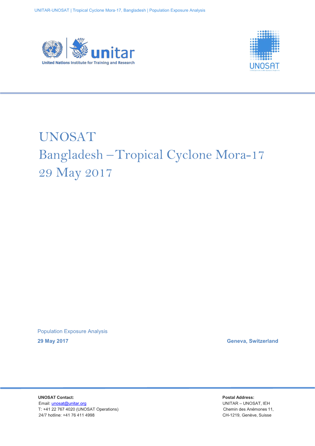 UNOSAT Bangladesh – Tropical Cyclone Mora-17 29 May 2017