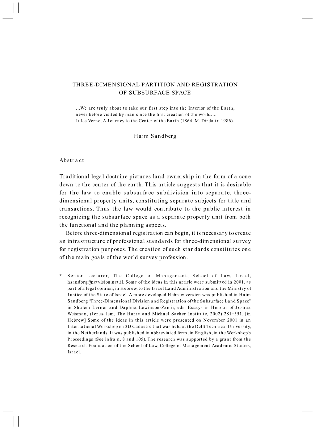 Three-Dimensional Partition and Registration of Subsurface Space