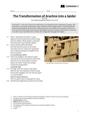 The Transformation of Arachne Into a Spider.Pdf