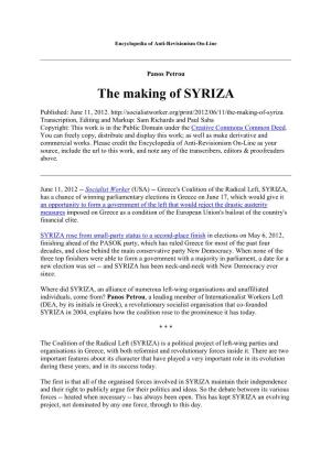 The Making of SYRIZA