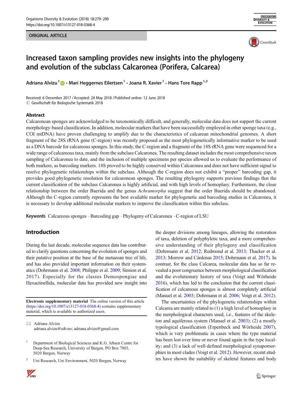 Increased Taxon Sampling Provides New Insights Into the Phylogeny and Evolution of the Subclass Calcaronea (Porifera, Calcarea)