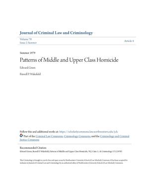 Patterns of Middle and Upper Class Homicide Edward Green