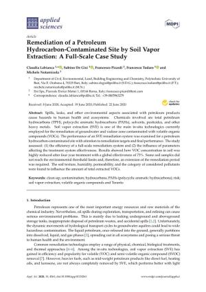 Remediation of a Petroleum Hydrocarbon-Contaminated Site by Soil Vapor Extraction: a Full-Scale Case Study