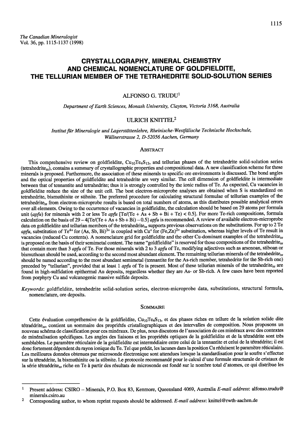 Crystallography, Mineral Chemistry