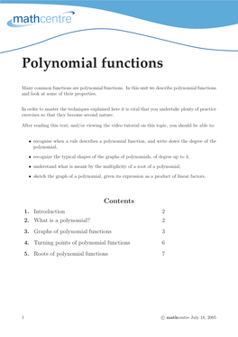 Polynomial Functions