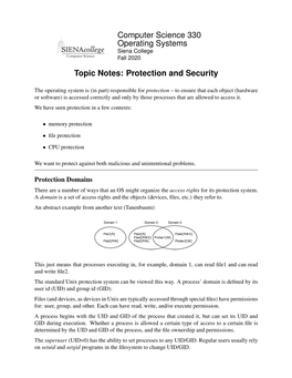 Topic Notes: Protection and Security