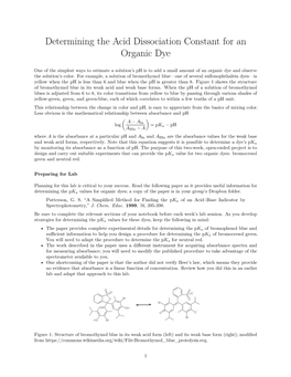 Determining the Acid Dissociation Constant for an Organic Dye