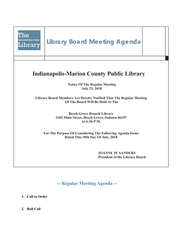 Library Board Meeting Agenda