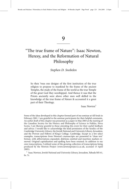 The True Frame of Nature’’: Isaac Newton, Heresy, and the Reformation of Natural Philosophy