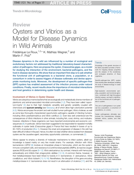 Oysters and Vibrios As a Model for Disease Dynamics in Wild Animals