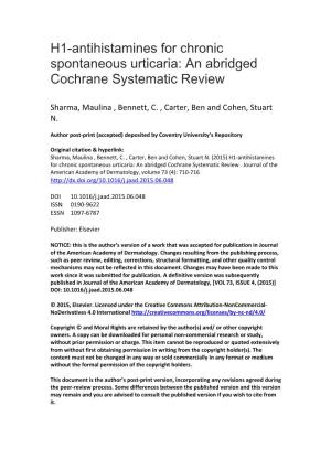 H1-Antihistamines for Chronic Spontaneous Urticaria: an Abridged Cochrane Systematic Review