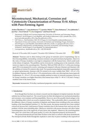 Microstructural, Mechanical, Corrosion and Cytotoxicity Characterization of Porous Ti-Si Alloys with Pore-Forming Agent