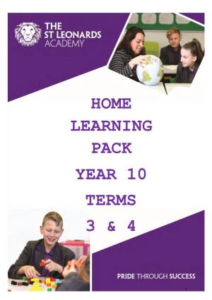 Home Learning Pack Year 10 Terms 3 & 4