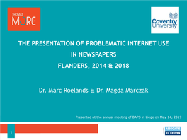 Dr. Marc Roelands & Dr. Magda Marczak the PRESENTATION OF