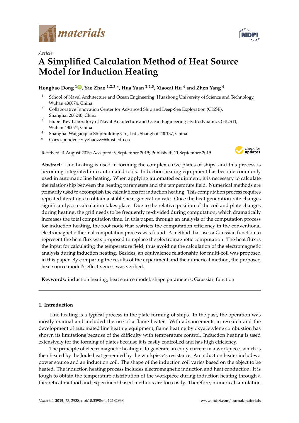 A Simplified Calculation Method of Heat Source Model for Induction