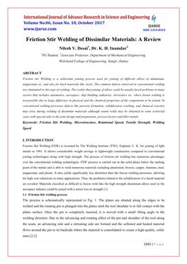 Friction Stir Welding of Dissimilar Materials: a Review Nilesh V
