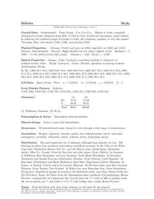 Stibnite Sb2s3 C 2001-2005 Mineral Data Publishing, Version 1