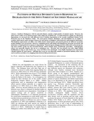 Patterns of Reptile Diversity Loss in Response to Degradation in the Spiny Forest of Southern Madagascar