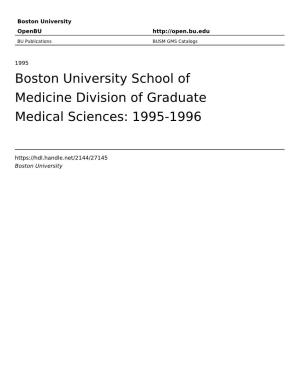 Boston University School of Medicine Division of Graduate Medical Sciences: 1995-1996