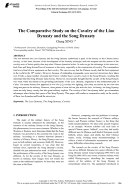 The Comparative Study on the Cavalry of the Liao Dynasty and the Song Dynasty Cheng XING 1,*
