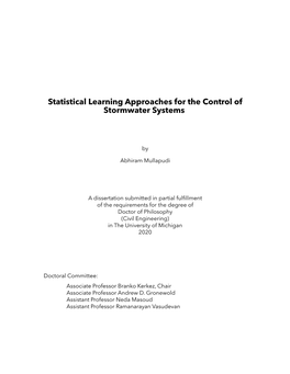 Statistical Learning Approaches for the Control of Stormwater Systems