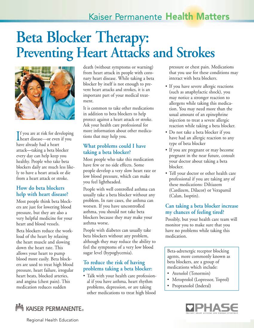 Beta Blocker Therapy: Preventing Heart Attacks and Strokes Death (Without Symptoms Or Warning) Pressure Or Chest Pain