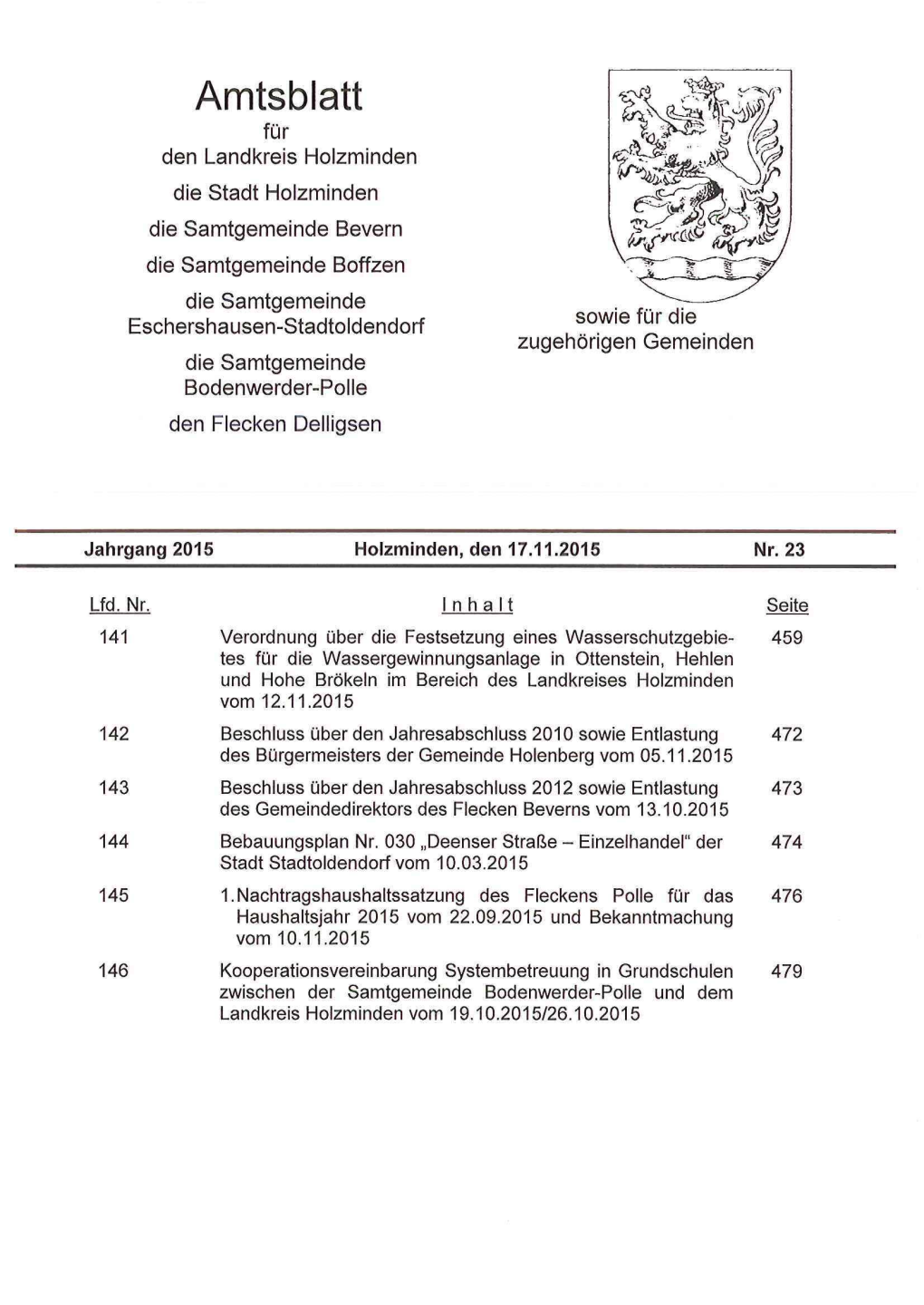 Amtsblatt Nr. 23 Vom 17.11.2015 -459