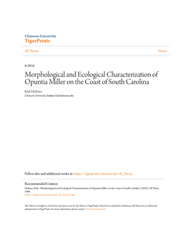 Morphological and Ecological Characterization of Opuntia Miller on the Coast of South Carolina Kirk Holmes Clemson University, Holmes7@Clemson.Edu