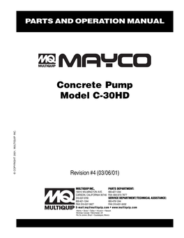 Concrete Pump Model C-30HD