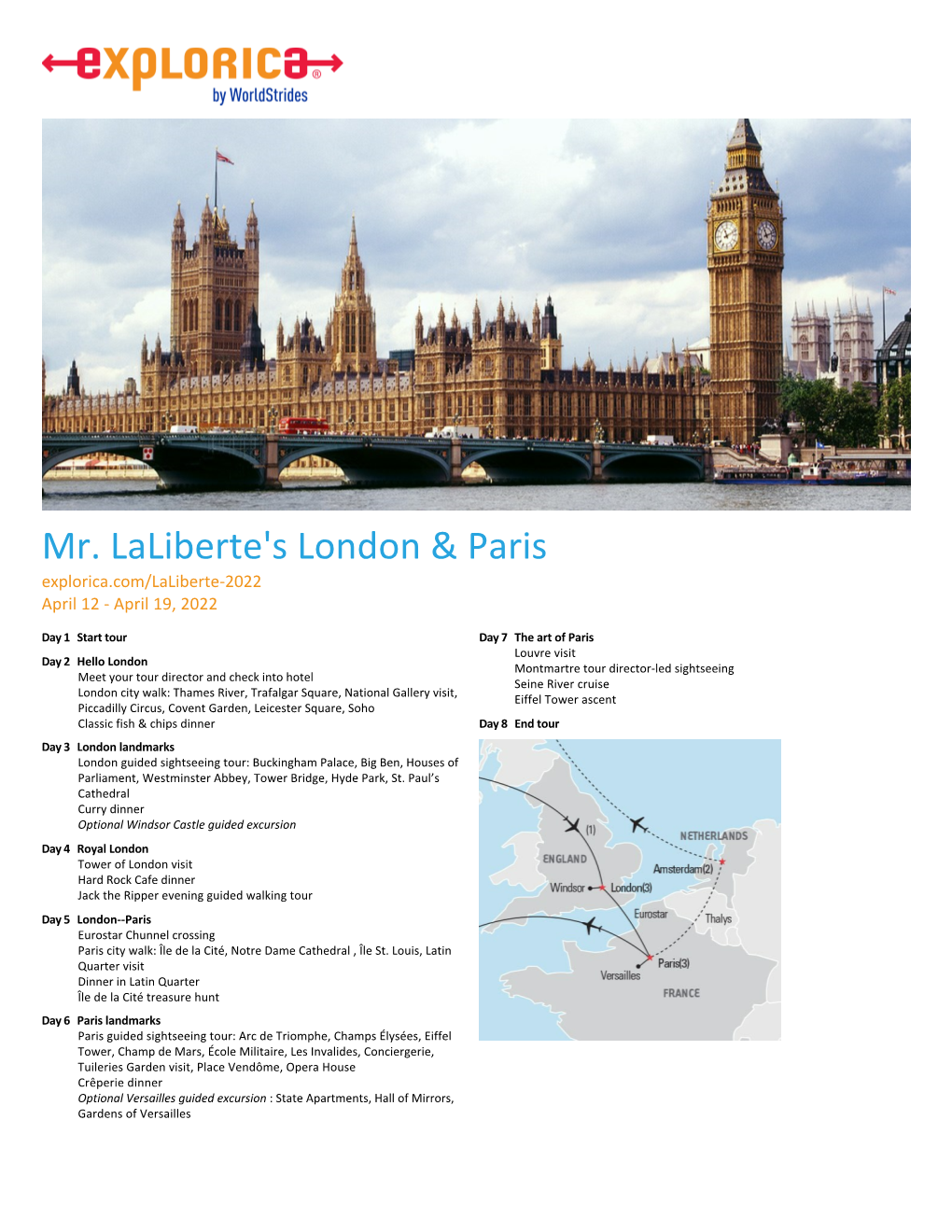 London Paris 2022 Explorica Info