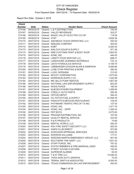 Check Register from Payment Date: 09/01/2018 - to Payment Date: 09/30/2018