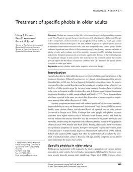 Treatment of Specific Phobia in Older Adults