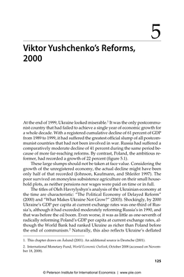 Individual Viktor Yushchenko's Reforms, 2000