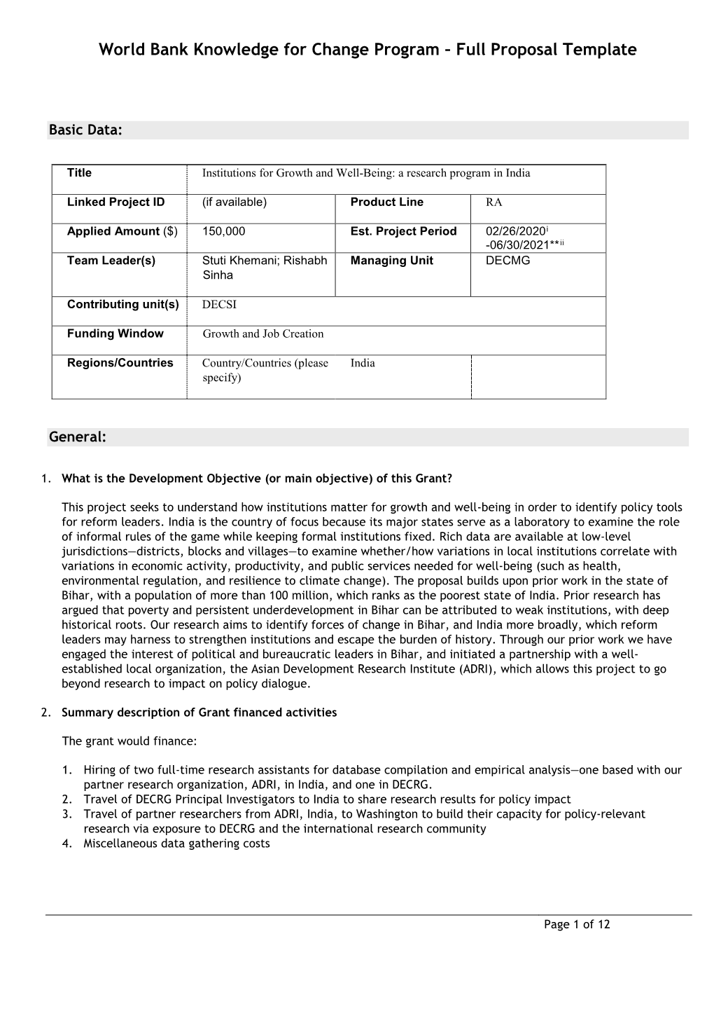 Full Proposal Template