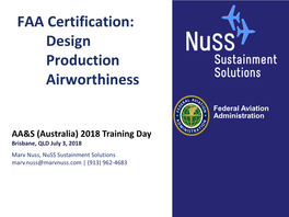 FAA Certification: Design Production Airworthiness