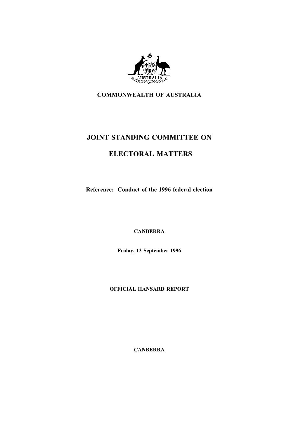 Joint Standing Committee on Electoral Matters