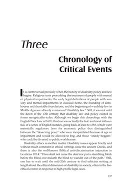 Chronology of Critical Events
