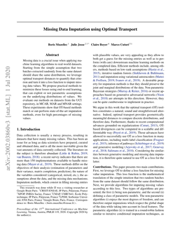 Missing Data Imputation Using Optimal Transport