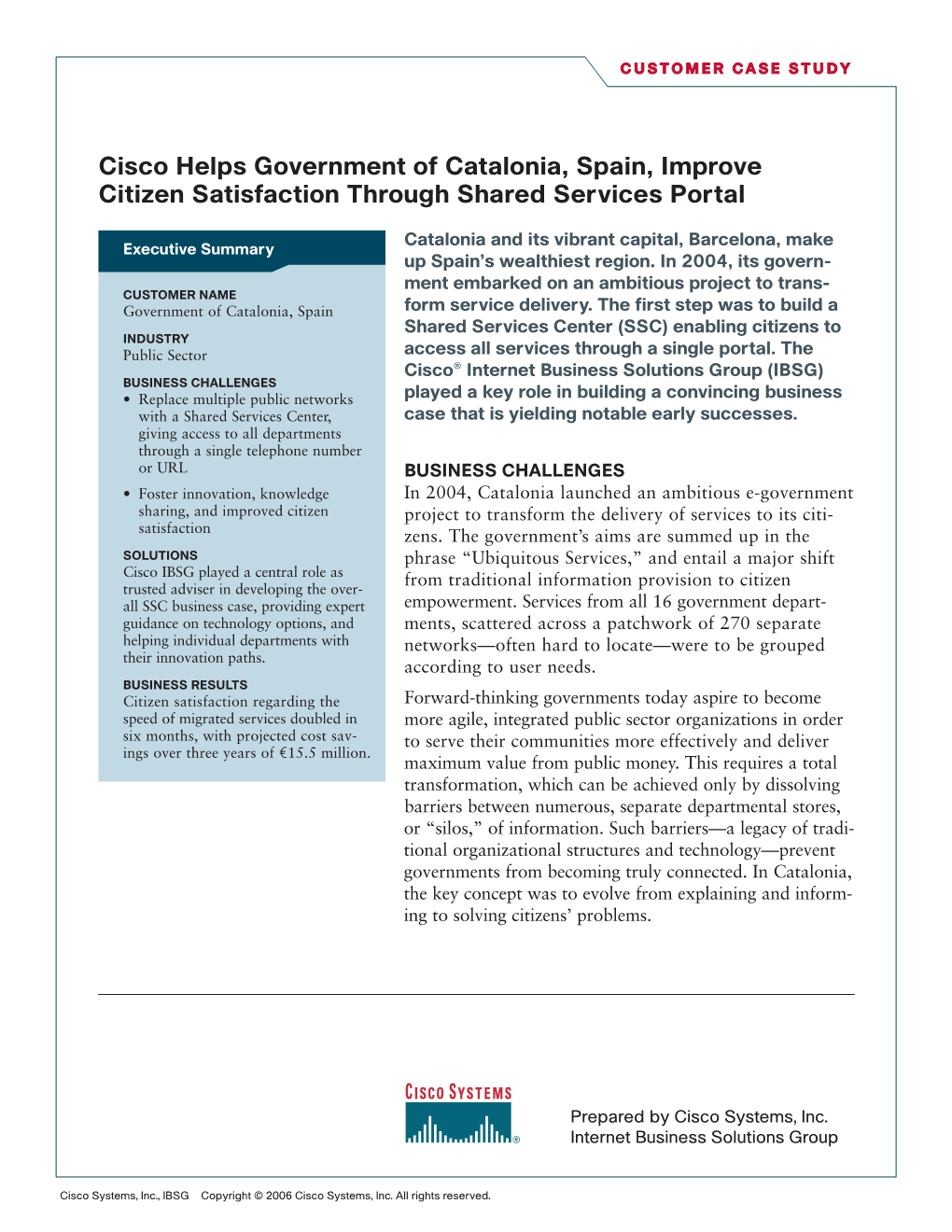 Cisco Helps Government of Catalonia, Spain, Improve Citizen Satisfaction Through Shared Services Portal