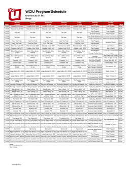 WCIU Program Schedule Channels 26, DT 26.1 Chicago