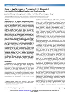 Roles of Myofibroblasts in Prostaglandin E2–Stimulated Intestinal Epithelial Proliferation and Angiogenesis