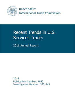 Recent Trends in US Services Trade: 2016 Annual Report